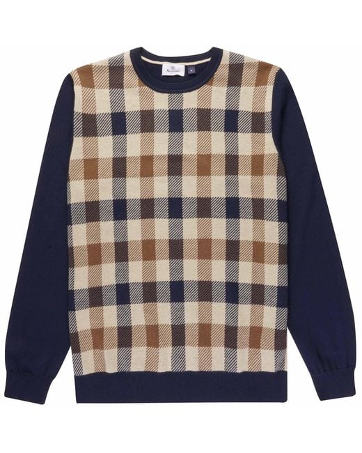 Aquascutum Blue Active Club Check Sweater for men