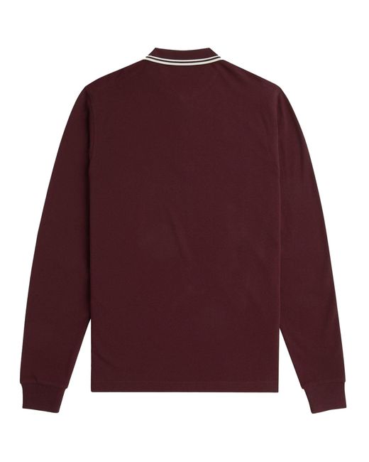 Fred Perry Red M3636 Twin Tipped Long Sleeve Polo Shirt for men