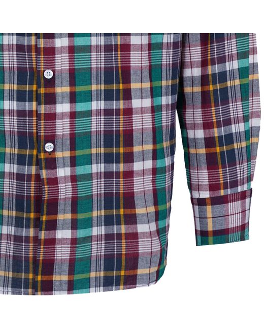 Stuarts London Blue Madras Classics Long Sleeved Shirt for men