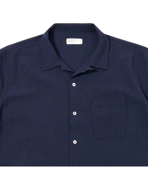Universal Works Blue Seersucker Road Shirt for men