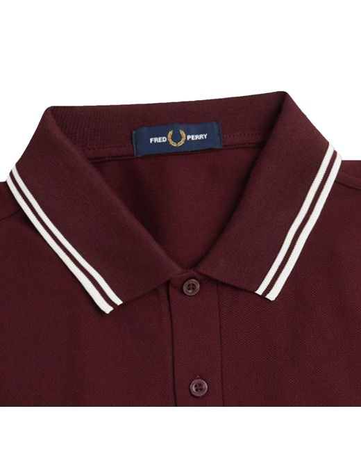 Fred Perry Red M3636 Twin Tipped Long Sleeve Polo Shirt for men