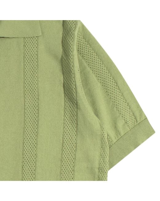 Far Afield Green Clifford Open-Knit Polo for men