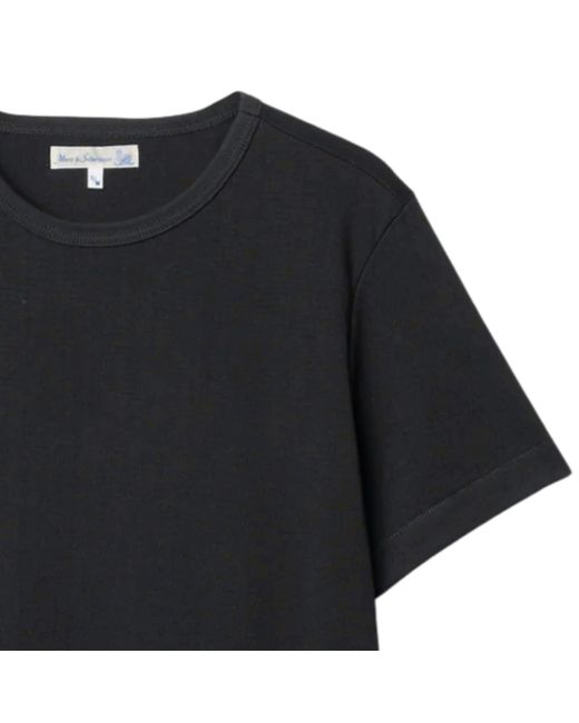 Merz B. Schwanen Black 2M15 Mid-Century Machine Refined Fit T-Shirt for men
