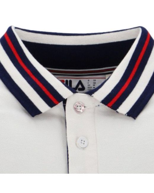 Fila White Achille Heritage Tape Polo for men