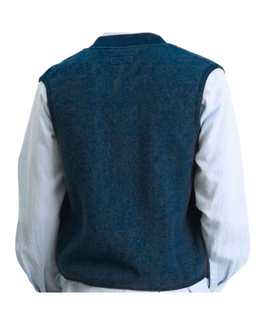 Universal Works Blue Zip Waistcoat Wool Fleece for men