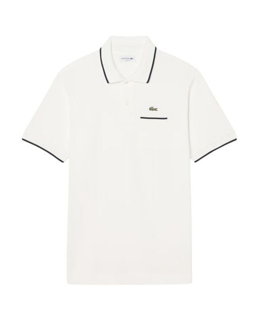 Lacoste White Classic Fit Pocket Accent Polo Shirt for men