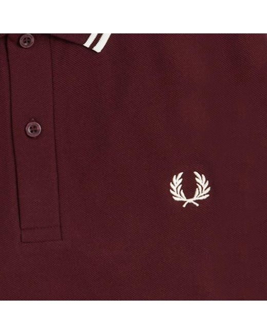 Fred Perry Red M3636 Twin Tipped Long Sleeve Polo Shirt for men
