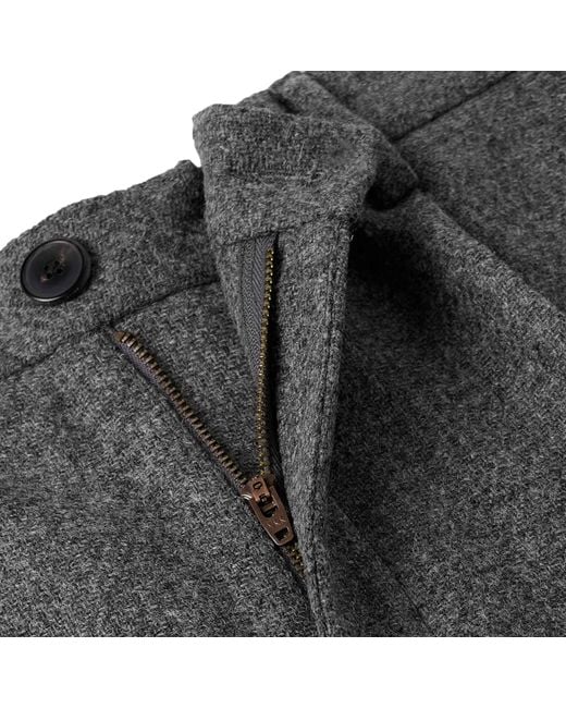 Portuguese Flannel Gray Pleated Wool Trousers for men