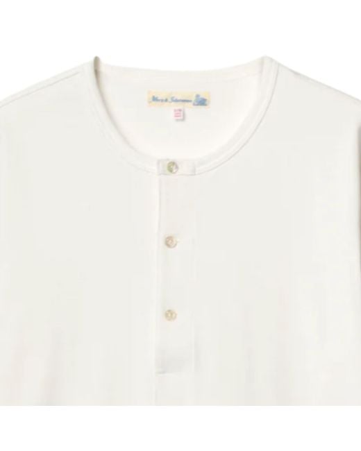 Merz B. Schwanen White 207 Loopwheeled Classic Fit Midweight Short Sleeve Henley for men