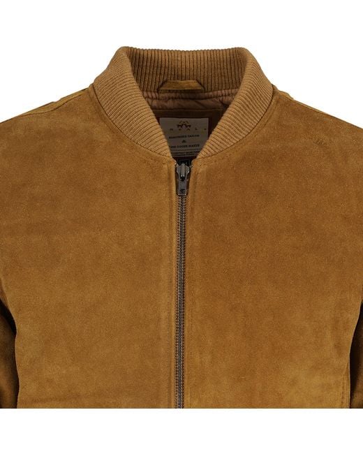 real hoxton Brown Suede Bomber Jacket for men