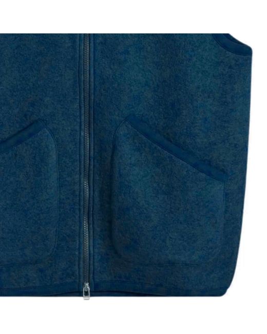 Universal Works Blue Zip Waistcoat Wool Fleece for men