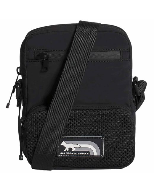Maison Kitsuné Black Flash Fox Crossbody Pouch for men