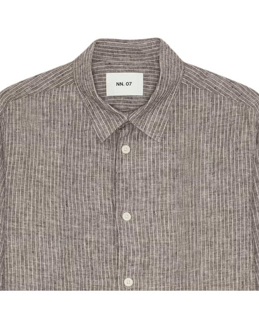 NN07 Gray Enzo Classic Collar Linen Shirt for men