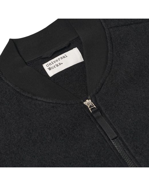 Universal Works Black Zip Waistcoat Wool Fleece for men