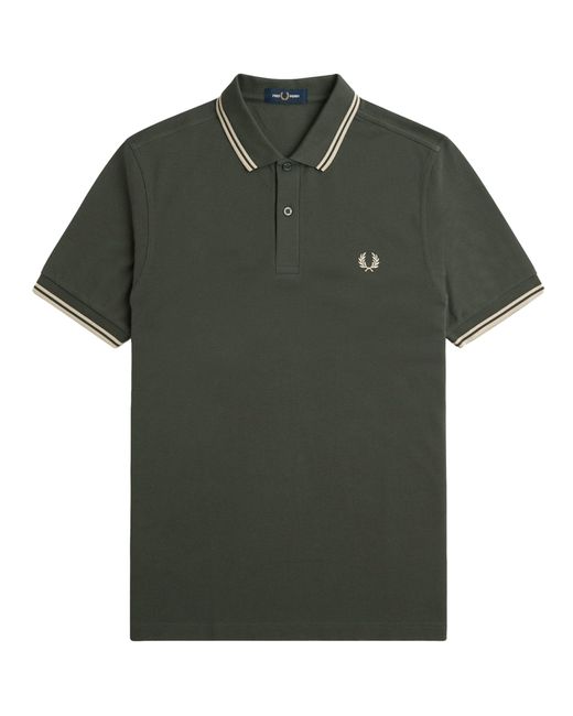 Fred Perry Green M3600 Twin Tipped Polo Shirt for men
