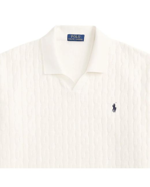 Polo Ralph Lauren White Relaxed Fit Cabled Terry Polo Shirt for men