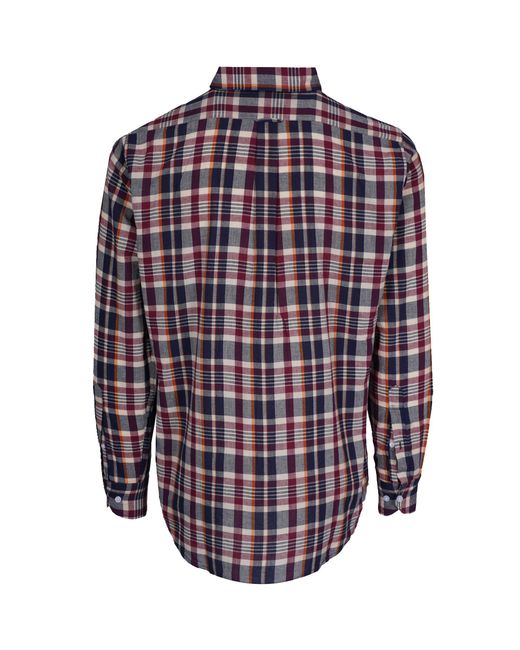 Stuarts London Blue Madras Classics Long Sleeved Shirt for men