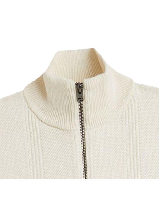 Fred Perry White K1304 Textured Zip Through Cardigan for men
