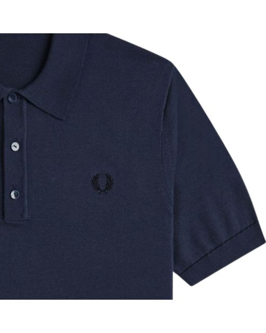 Fred Perry Blue Knitted Shirt for men
