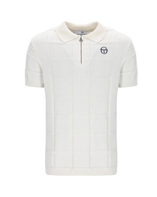 Sergio Tacchini White Lorenzo 1/4 Zip Knit Polo Shirt for men