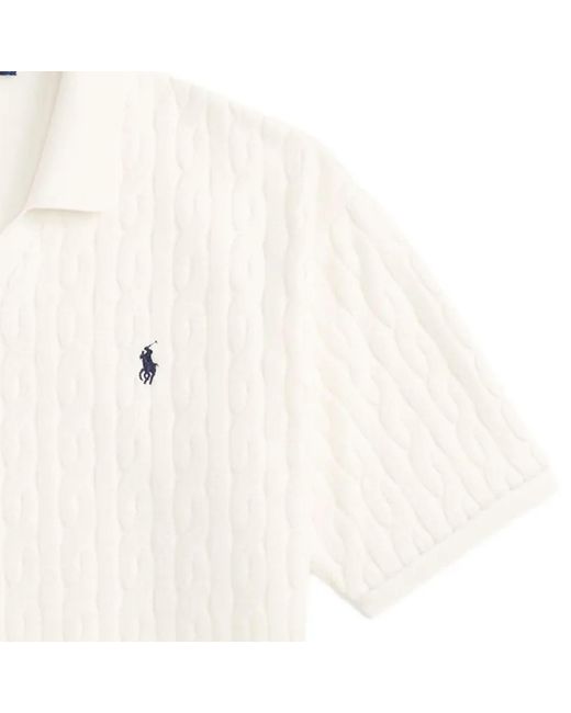 Polo Ralph Lauren White Relaxed Fit Cabled Terry Polo Shirt for men