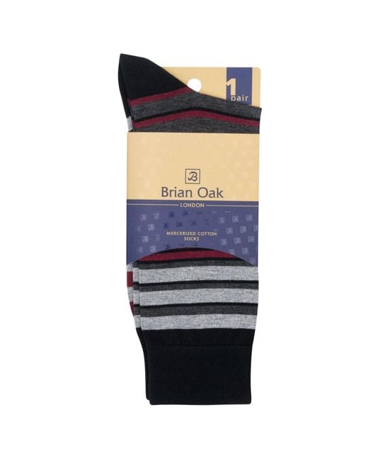 Stuarts London Purple Brian Oak Multi Stripe Socks for men