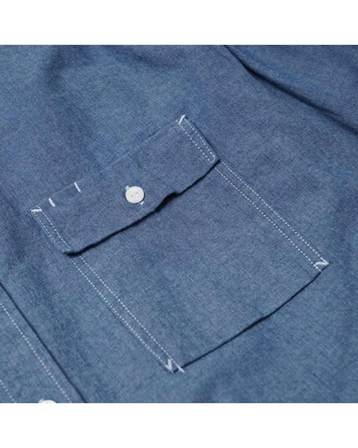 FRIZMWORKS Blue Cigarette Pocket Chambray Shirt for men