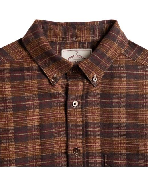 Portuguese Flannel Brown Trigo Plaid Flannel Shirt for men