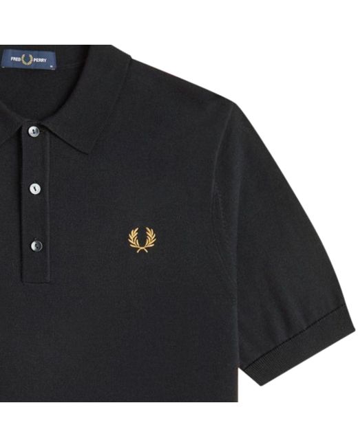Fred Perry Black Knitted Shirt for men