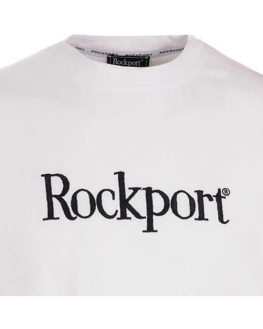 Rockport Archive White Highland Front Logo Washed Crew Neck T-Shirt for men