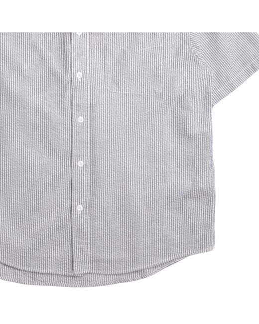 FRIZMWORKS Gray Og Stripe Seersucker Half Shirt for men