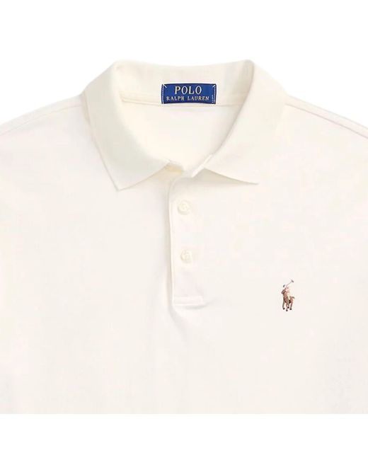 Polo Ralph Lauren White Custom Slim Fit Soft Cotton Polo Shirt for men