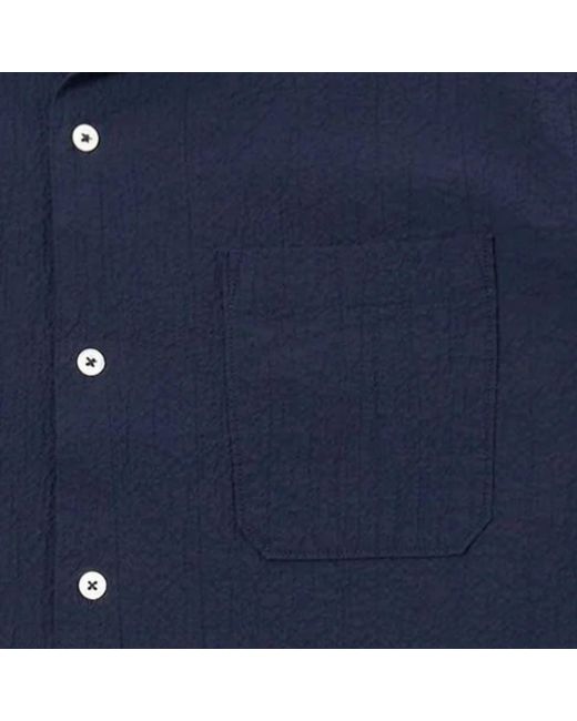 Universal Works Blue Seersucker Road Shirt for men