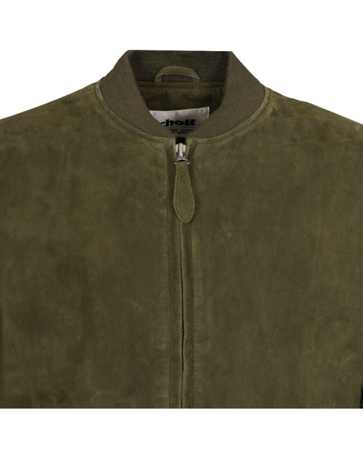 Schott Nyc Green Suede Bomber Jacket for men