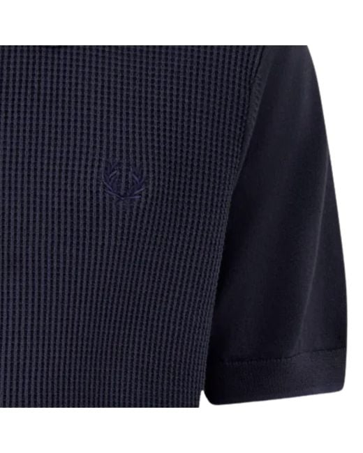 Fred Perry Blue Tonic Waffle Knitted Shirt for men