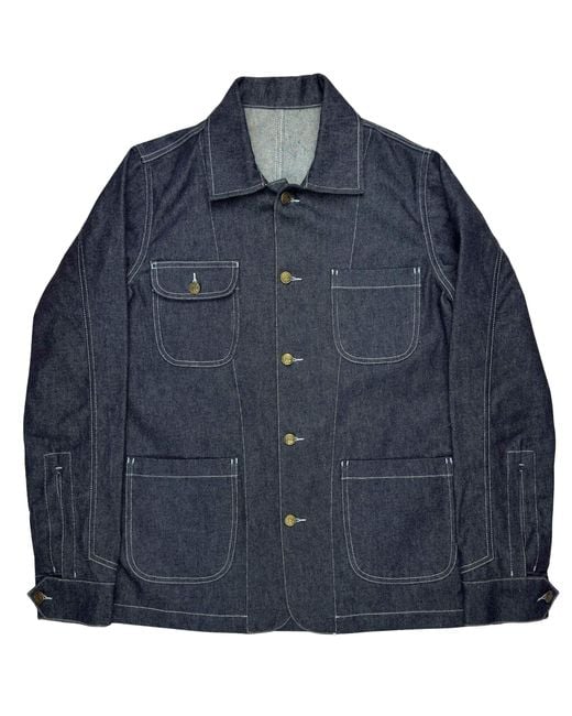 real hoxton Blue Chore Jacket for men