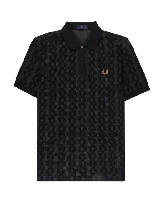 Fred Perry Black Cable Print Polo Shirt for men