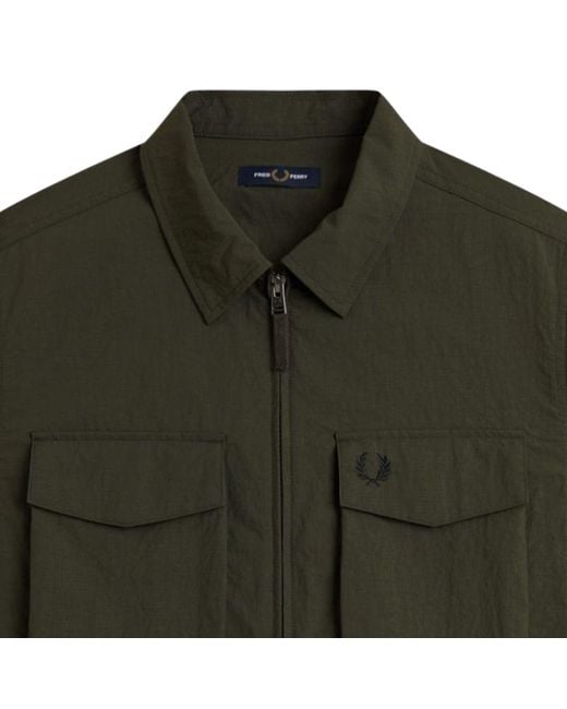 Fred Perry Green Ripstop Pocket Overshirt for men
