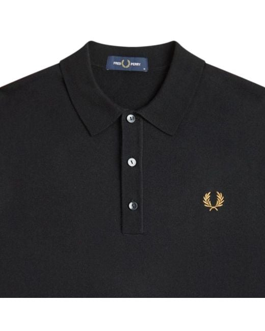 Fred Perry Black Staple Cotton Knitted Shirt for men