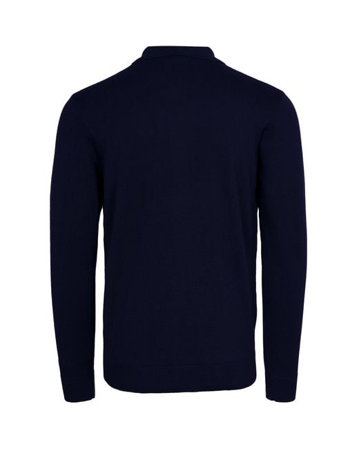 Gabicci Blue Remmy Long Sleeve Knit Polo for men