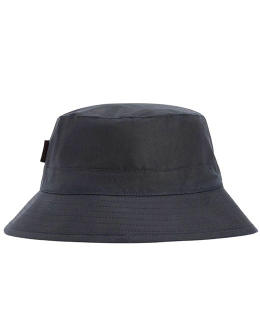 Barbour Blue Waxed Bucket Hat for men