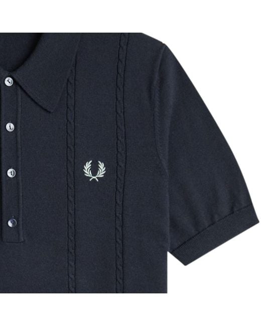 Fred Perry Blue Cable Knitted Shirt for men