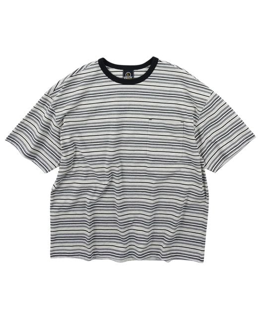 FRIZMWORKS Gray Horizon Stripe Half T-Shirt for men