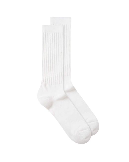 Anonymous Ism White Tack Rib Crew Socks for men