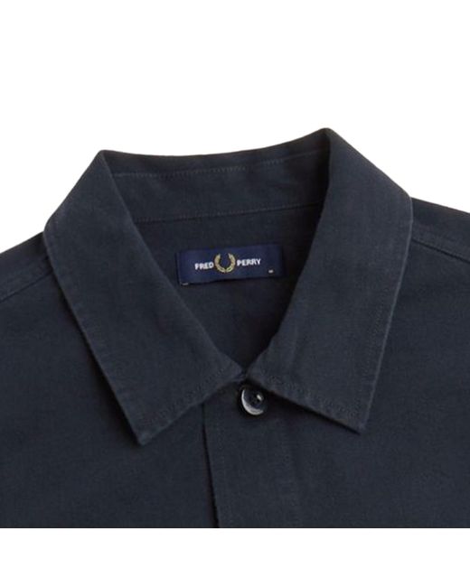 Fred Perry Blue Twill Overshirt for men