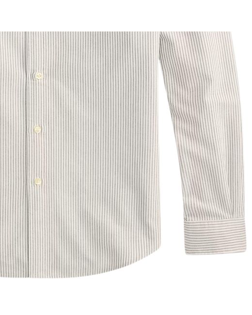 Polo Ralph Lauren White Custom Fit Striped Oxford Shirt for men