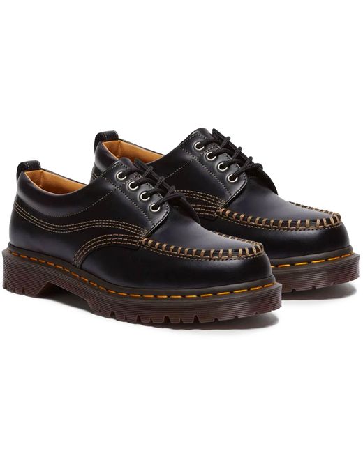 Dr. Martens Black Lowell Leather Moc Toe Shoes for men
