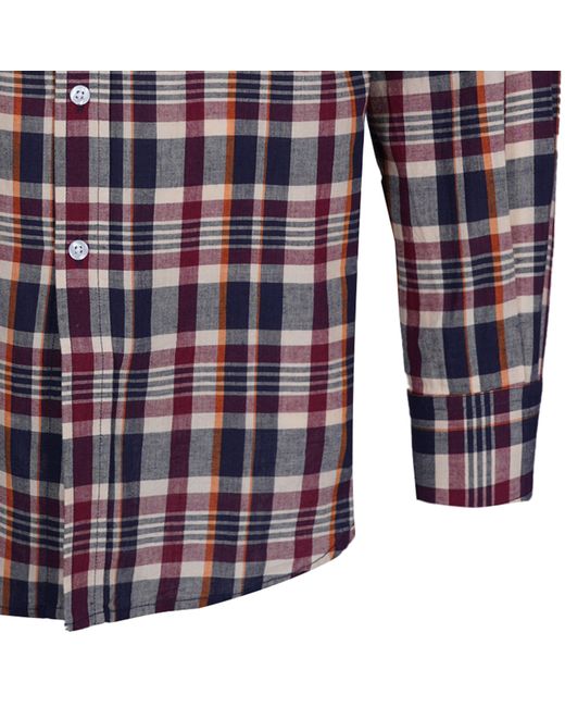 Stuarts London Blue Madras Classics Long Sleeved Shirt for men