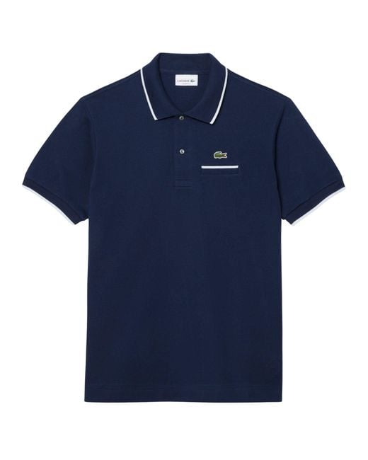 Lacoste Blue Classic Fit Pocket Accent Polo Shirt for men