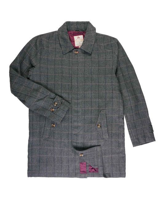 real hoxton Gray Herringbone Mac for men